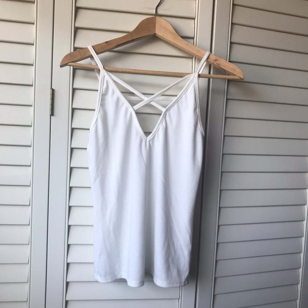 Cross Strapped White Tank Top